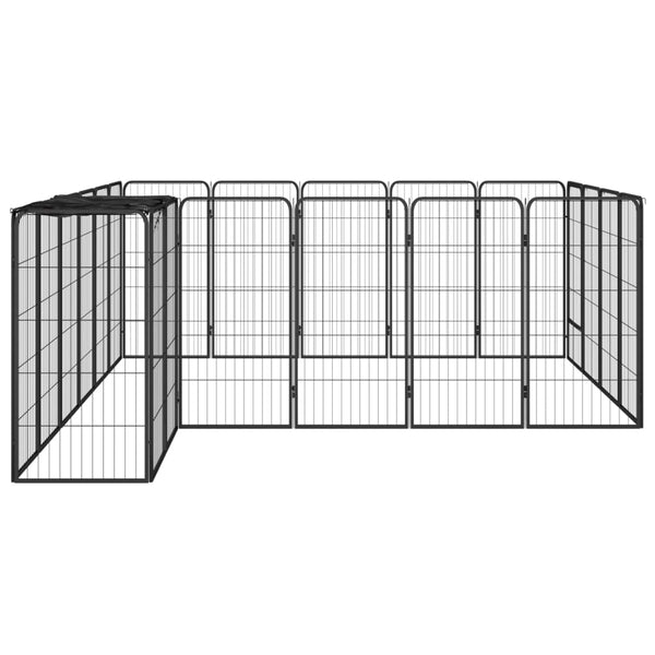 Fences & Pens 22 Panel Dog Playpen Black 50X100 Cm Powder Coated Steel