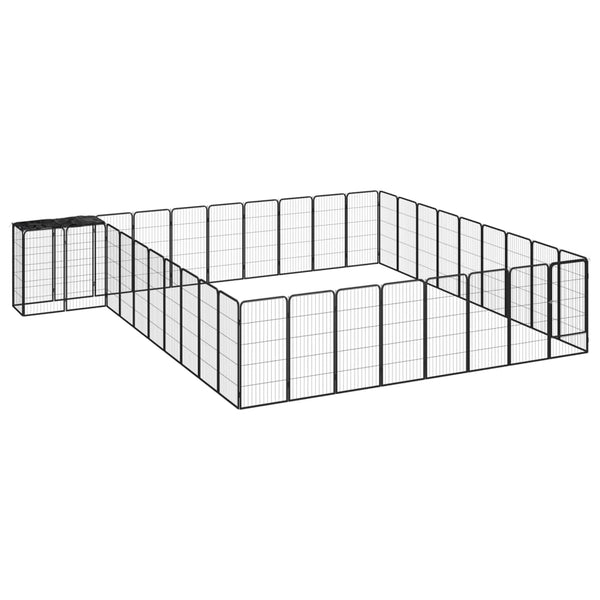 38 Panel Dog Playpen Black 50X100 Cm Powder Coated Steel Fences & Pens