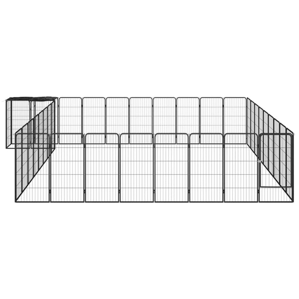 38 Panel Dog Playpen Black 50X100 Cm Powder Coated Steel Fences & Pens