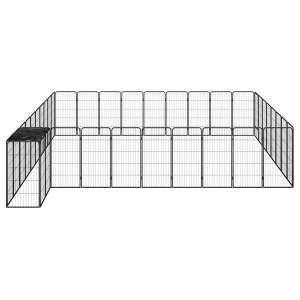 38 Panel Dog Playpen Black 50X100 Cm Powder Coated Steel Fences & Pens