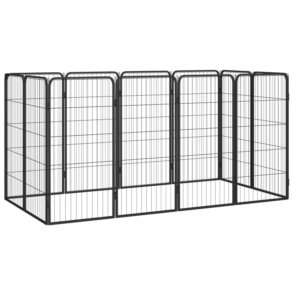 12 Panel Dog Playpen Black 50X100 Cm Powder Coated Steel Fences & Pens