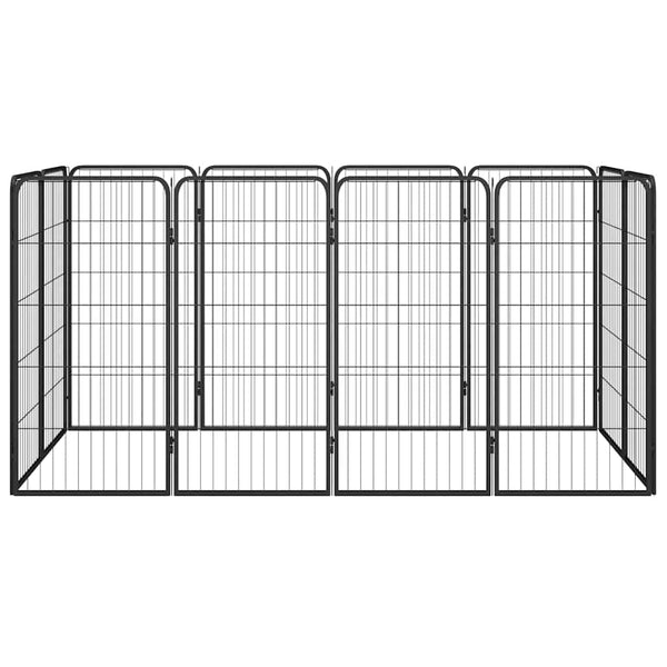 Vidaxl 12 Panel Dog Playpen Black Powder Coated Steel 200X100x100 Cm Fences & Pens