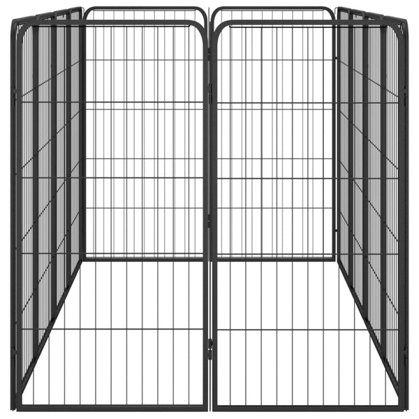 Fences & Pens 12 Panel Dog Playpen Black 50X100 Cm Powder Coated Steel