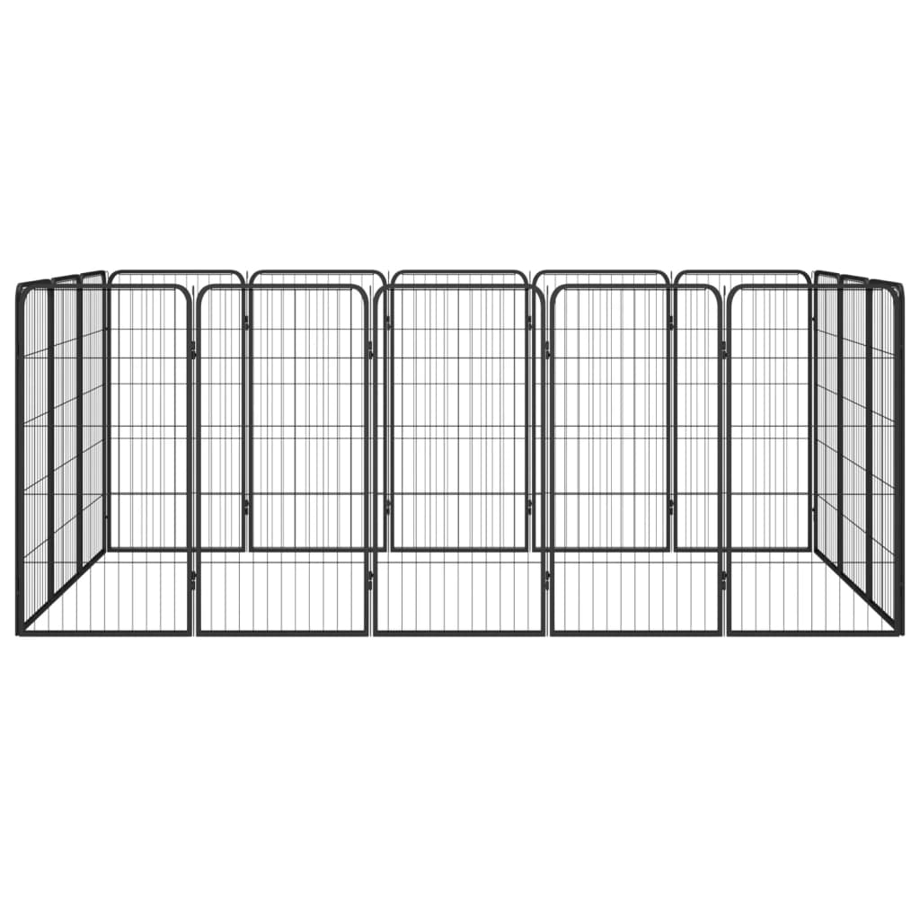 Fences & Pens 16 Panel Dog Playpen Black 50X100 Cm Powder Coated Steel