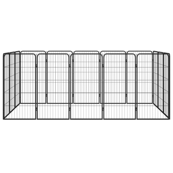 Fences & Pens 16 Panel Dog Playpen Black 50X100 Cm Powder Coated Steel