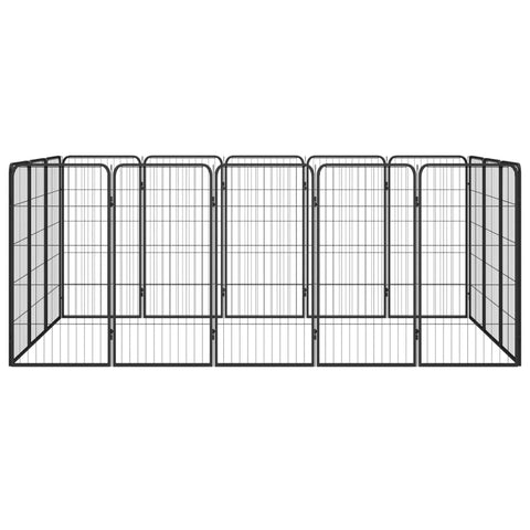 Fences & Pens 16 Panel Dog Playpen Black 50X100 Cm Powder Coated Steel