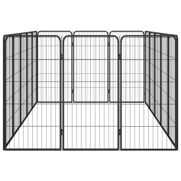 Fences & Pens 16 Panel Dog Playpen Black 50X100 Cm Powder Coated Steel
