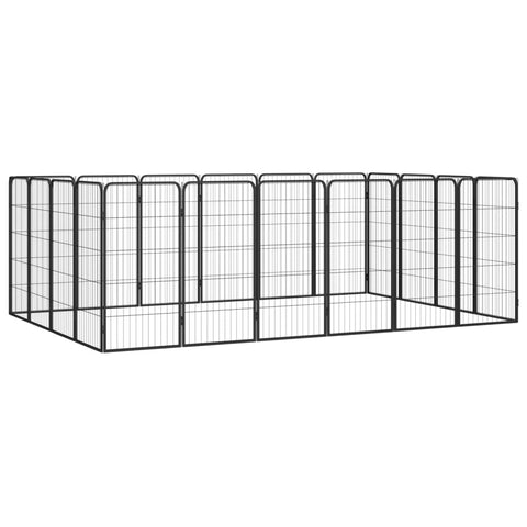20 Panel Dog Playpen Black 50X100 Cm Powder Coated Steel Fences & Pens