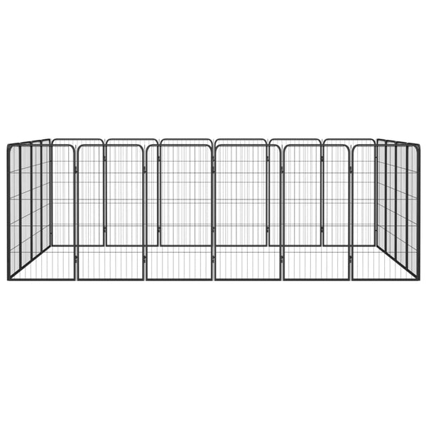 20 Panel Dog Playpen Black 50X100 Cm Powder Coated Steel Fences & Pens