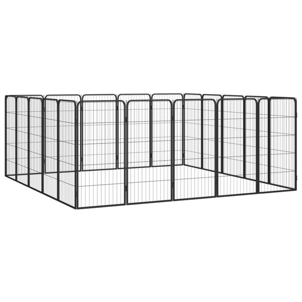 20 Panel Dog Playpen Black 50X100 Cm Powder Coated Steel Fences & Pens
