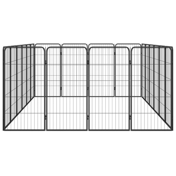 20 Panel Dog Playpen Black 50X100 Cm Powder Coated Steel Fences & Pens