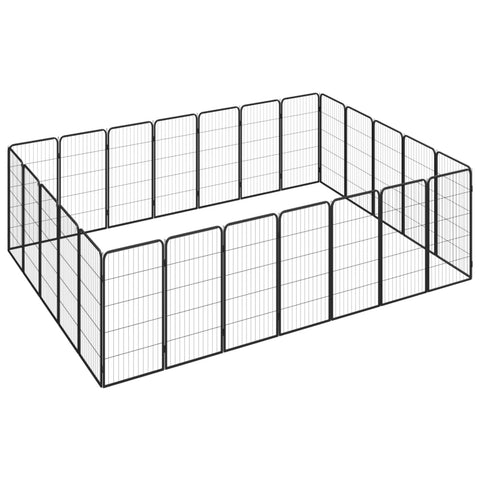 24 Panel Dog Playpen Black 50X100 Cm Powder Coated Steel Fences & Pens