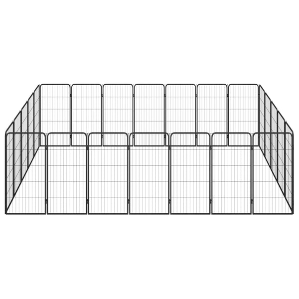 Fences & Pens 24 Panel Dog Playpen Black 50X100 Cm Powder Coated Steel