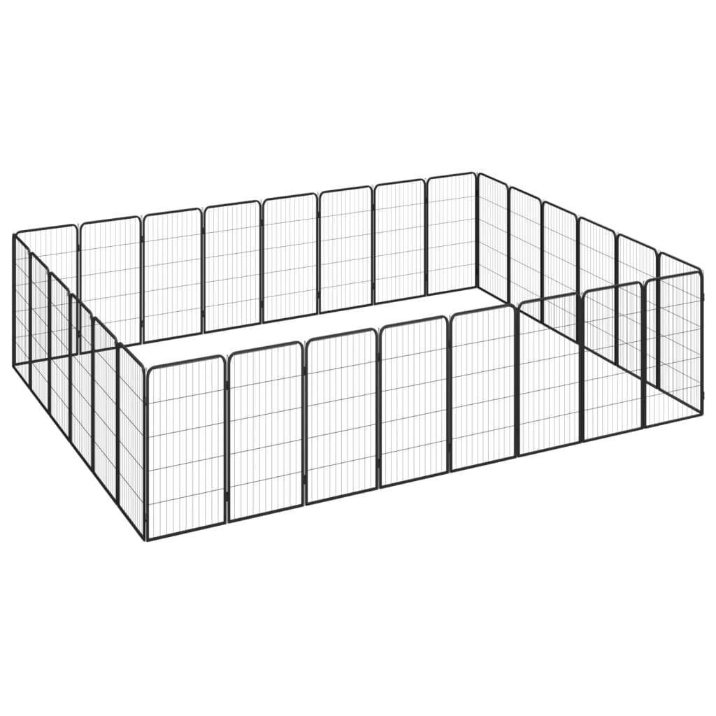 28 Panel Dog Playpen Black 50X100 Cm Powder Coated Steel Fences & Pens