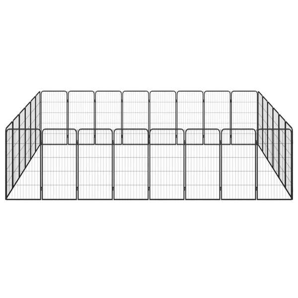 28 Panel Dog Playpen Black 50X100 Cm Powder Coated Steel Fences & Pens