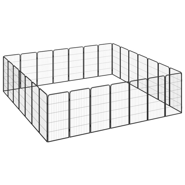 Fences & Pens 28 Panel Dog Playpen Black 50X100 Cm Powder Coated Steel