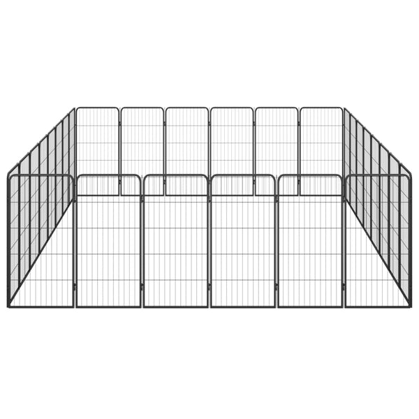 Fences & Pens 28 Panel Dog Playpen Black 50X100 Cm Powder Coated Steel