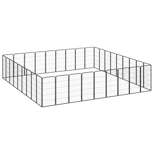 36 Panel Dog Playpen Black 50X100 Cm Powder Coated Steel Fences & Pens