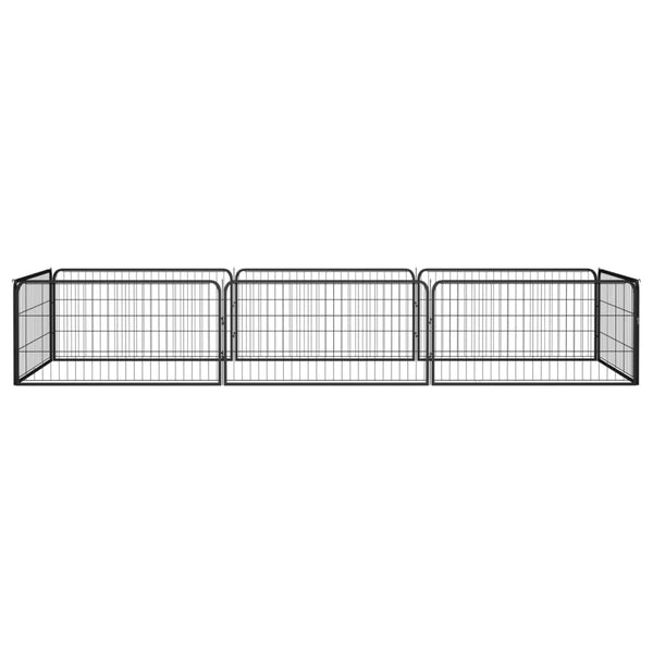 8 Panel Dog Playpen Black 100X50 Cm Powder Coated Steel Fences & Pens