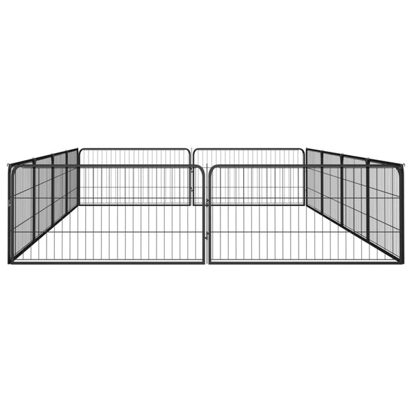 12 Panel Dog Playpen Black 100X50 Cm Powder Coated Steel Fences & Pens