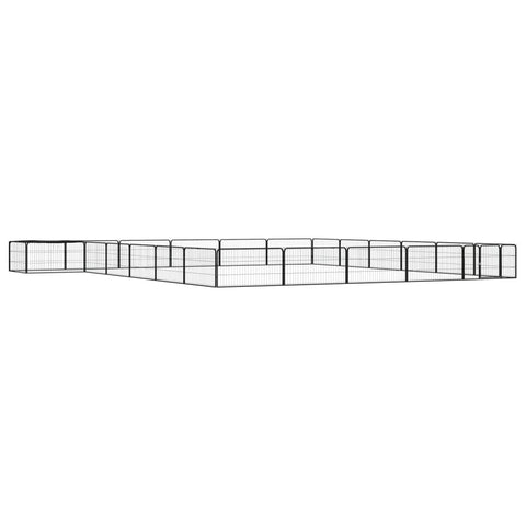 24 Panel Dog Playpen Black 100X50 Cm Powder Coated Steel Baby Playpens