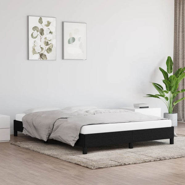 Bed Frame Black 137X187 Cm Double Fabric Double Bed Frames