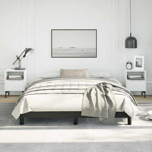 Bed Frame Black 153X203 Cm Queen Faux Leather Queen Bed Frames