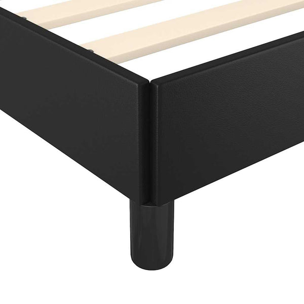 Bed Frame With Headboard Black 137X187 Cm Double Faux Leather Double Bed Frames