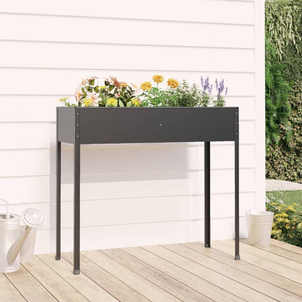 Vidaxl Garden Planter Anthracite 100.5X40.5X90 Cm Galvanised Steel Planters & Vases