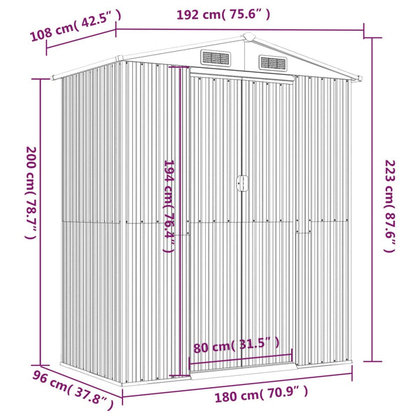 Garden Shed Green 192X108x223 Cm Galvanised Steel Sheds Summerhouses Carports