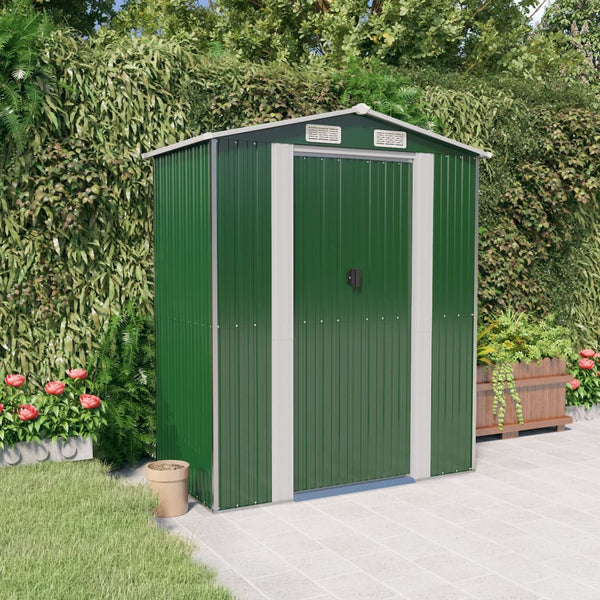 Garden Shed Green 192X108x223 Cm Galvanised Steel Sheds Summerhouses Carports