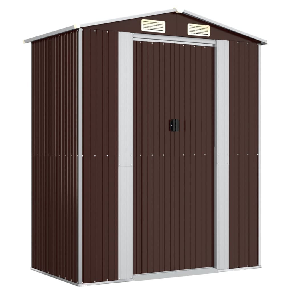 Garden Shed Dark Brown 192X108x223 Cm Galvanised Steel Sheds Summerhouses Carports