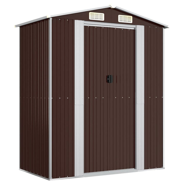 Garden Shed Dark Brown 192X108x223 Cm Galvanised Steel Sheds Summerhouses Carports