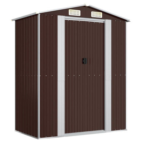 Garden Shed Dark Brown 192X108x223 Cm Galvanised Steel Sheds Summerhouses Carports