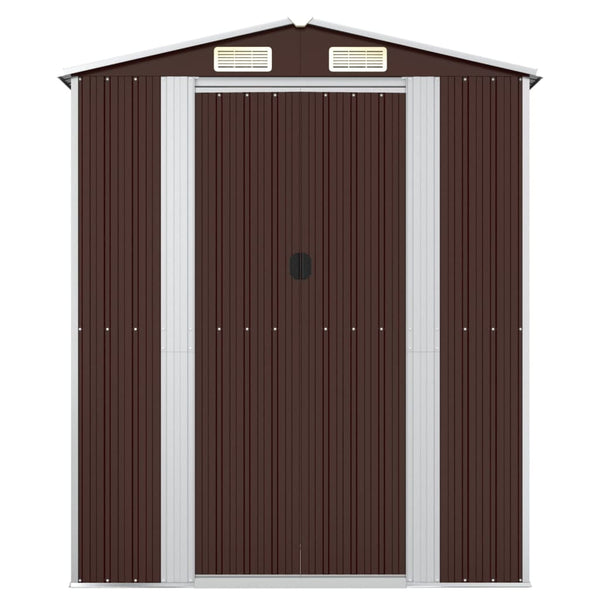 Garden Shed Dark Brown 192X108x223 Cm Galvanised Steel Sheds Summerhouses Carports