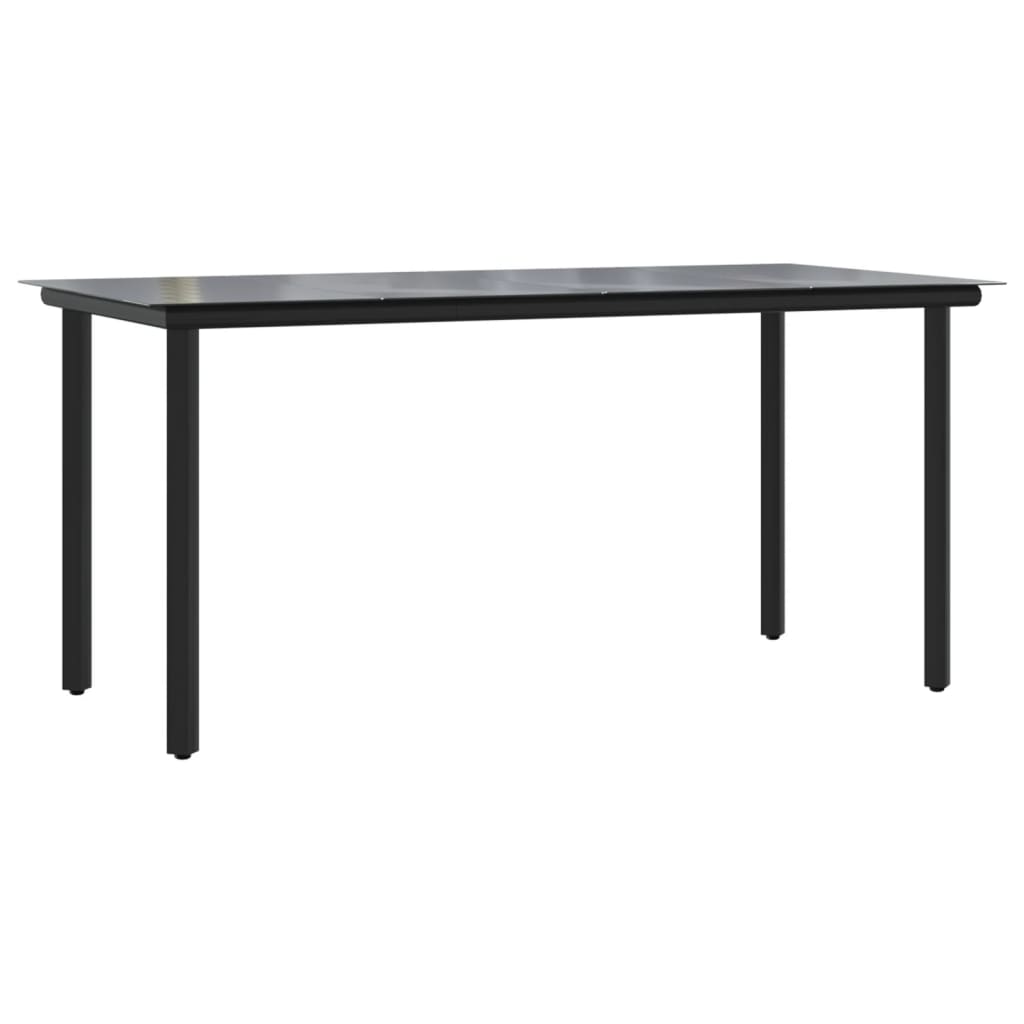Garden Dining Table Black 160X80x74cm Steel And Tempered Glass Dining Tables