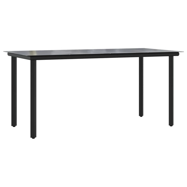 Garden Dining Table Black 160X80x74cm Steel And Tempered Glass Dining Tables