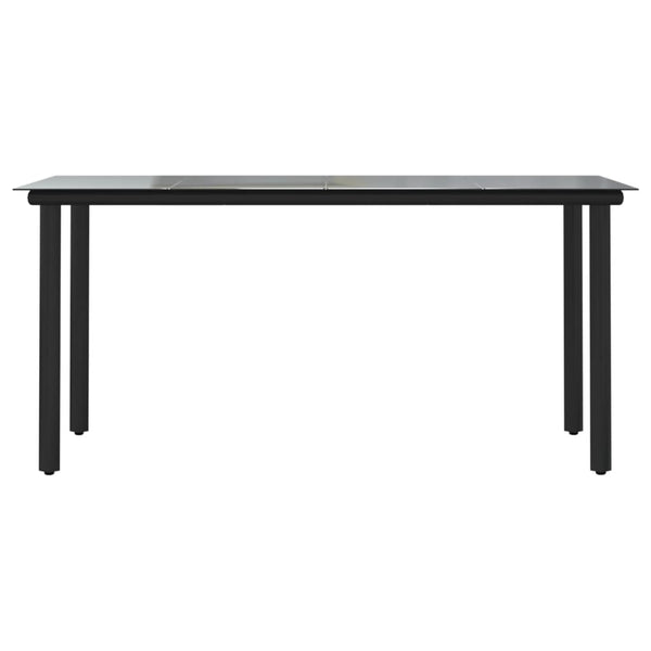 Garden Dining Table Black 160X80x74cm Steel And Tempered Glass Dining Tables