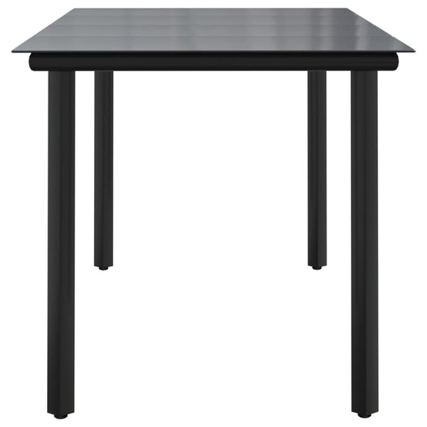 Garden Dining Table Black 160X80x74cm Steel And Tempered Glass Dining Tables
