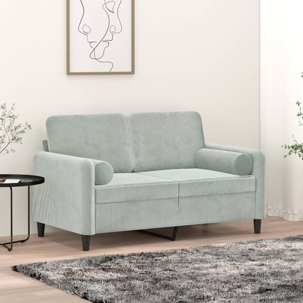 Throw Pillows 2 Pcs Light Grey Diameter 15X50 Cm Velvet Cushions & Decorative Pillows