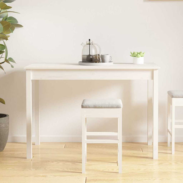 Vidaxl Dining Table White 110X55x75 Cm Solid Wood Pine Dining Tables
