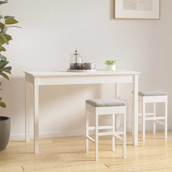Vidaxl Dining Table White 110X55x75 Cm Solid Wood Pine Dining Tables