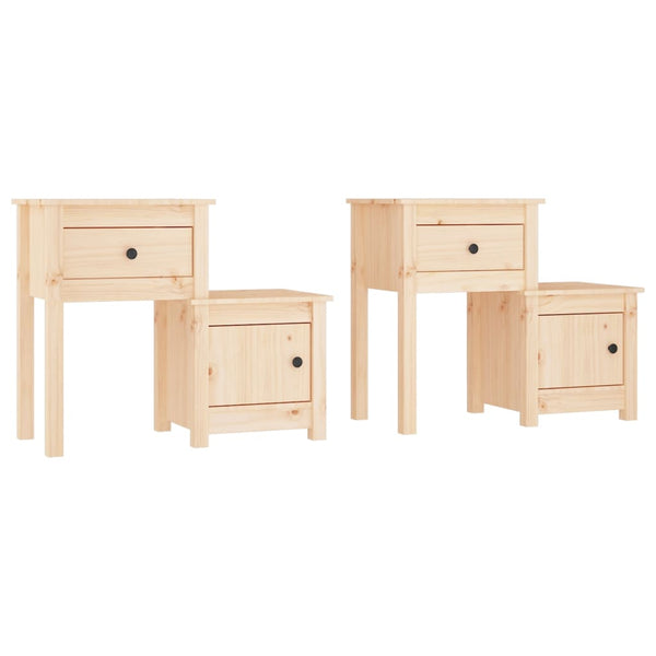 Vidaxl Bedside Cabinets 2 Pcs 79.5X38x65.5 Cm Solid Wood Pine Bedside Tables