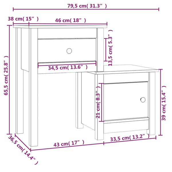 Vidaxl Bedside Cabinets 2 Pcs 79.5X38x65.5 Cm Solid Wood Pine Bedside Tables