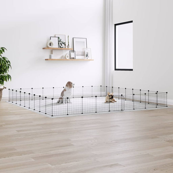 Dog Cages 36 Panel Pet Cage With Door Black 35X35 Cm Steel
