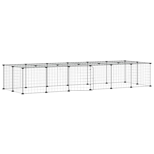 Vidaxl 28 Panel Pet Cage With Door Black 35X35 Cm Steel Dog Cages