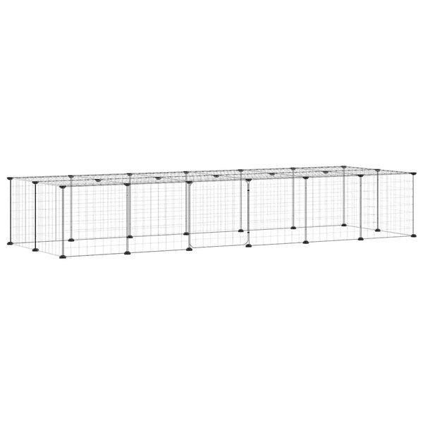 Vidaxl 28 Panel Pet Cage With Door Black 35X35 Cm Steel Dog Cages