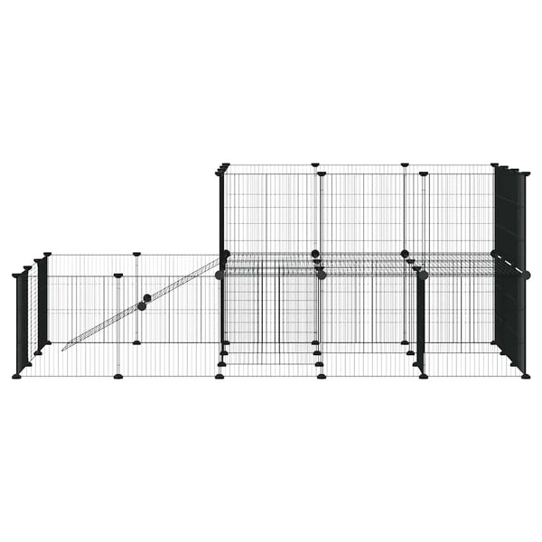 Vidaxl 44 Panel Pet Cage With Door Black 175X105x70 Cm Steel Poultry Cages