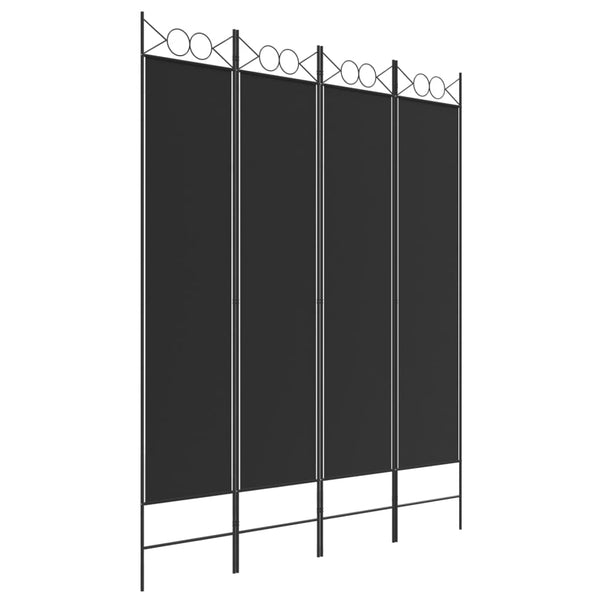 4 Panel Room Divider Black 160X200 Cm Fabric Screens & Room Dividers
