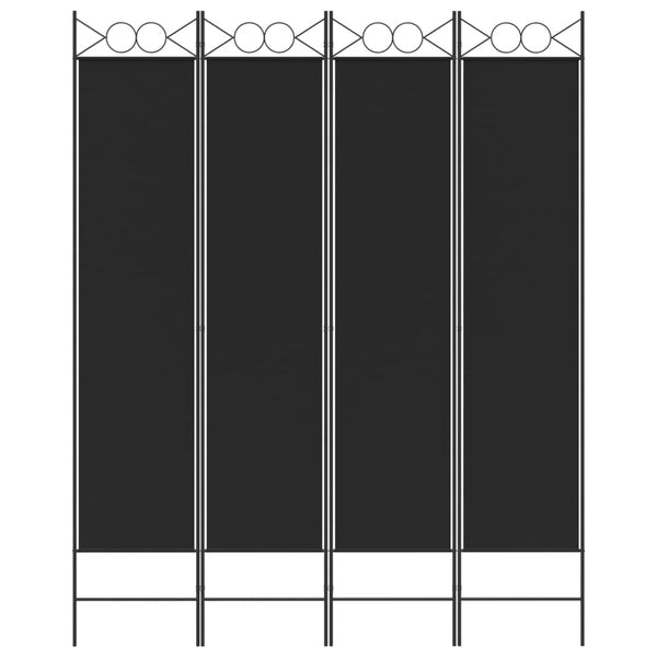 4 Panel Room Divider Black 160X200 Cm Fabric Screens & Room Dividers